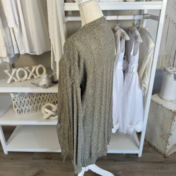 Blu Pepper Women's Size L Brown Open Front Longline Cardigan Sweater #3454 - Picture 2 of 8